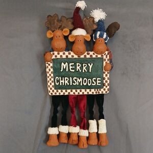 Festive Moose Wall Art with Sign